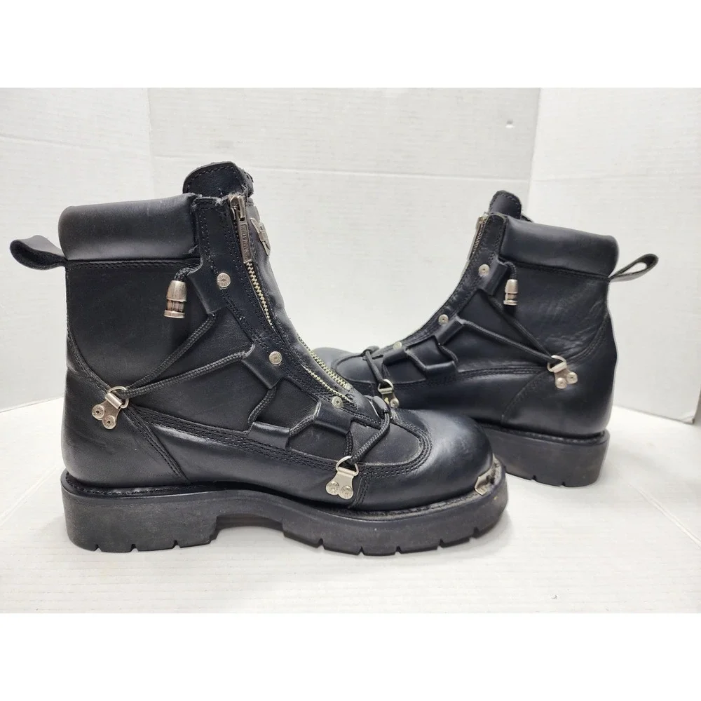 HARLEY DAVIDSON Mens 11 Leather BRAKE LIGHT Riding Boots Biker Moto D91680 BLACK